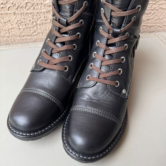 NEW Taos Crave Leather Boots Womens Size 7-7.5 US 38EU Black Moto Combat Prairie - Picture 14 of 15